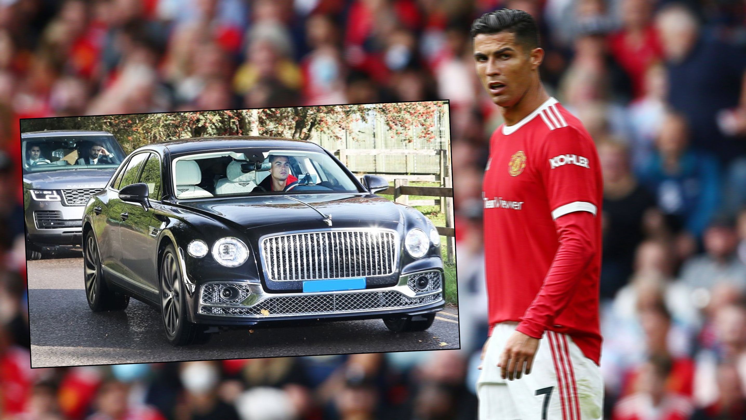 
                <strong>Neuer Verein, neues Auto: Cristiano Ronaldo fährt im Bentley zum Training</strong><br>
                Kaum in Manchester angekommen, hatte sich Cristiano Ronaldo schon eine neue Luxuskarre gegönnt. Stilecht im Bentley fuhr der Superstar auf das Trainingsgelände im Stadtteil Carrington. Hinter ihm passten gleich zwei Sicherheitsmänner im Range Rover auf. Übrigens: Ronaldos Bentley Flying Spur hat auf dem Automarkt einen Wert von rund 290.000 Euro. 
              