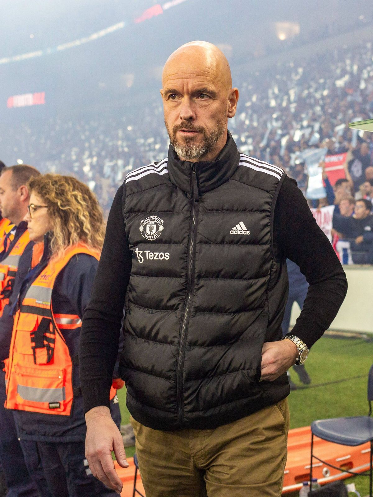 October 3, 2024, Porto, Portugal: Coach Erik ten Hag of Manchester United, ManU seen during the UEFA Europa League 2024 25 League Phase MD2 match between FC Porto and Manchester United at Estadio d...