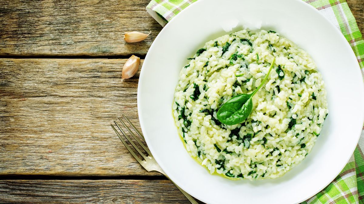 Rezept für Spinat-Risotto mit Frühlingszwiebel