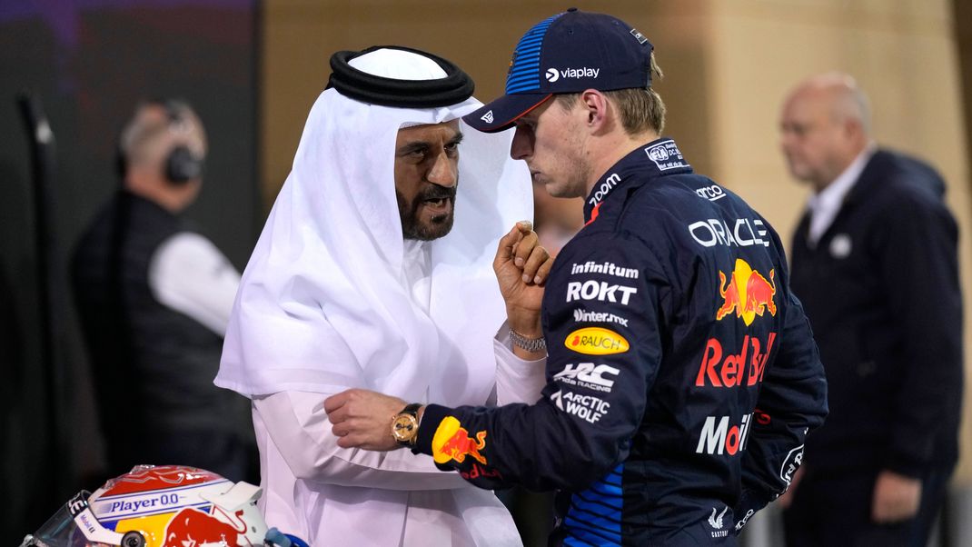 Max Verstappen und Mohammed Ben Sulayem (l.).