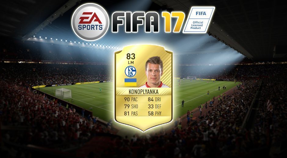 
                <strong>FIFA 17: Yevhen Konoplyanka (FC Schalke 04)</strong><br>
                Yevhen Konoplyanka (FC Schalke 04):Aktueller Wert  -> ran.de-Wert:  = -3 Differenz.
              