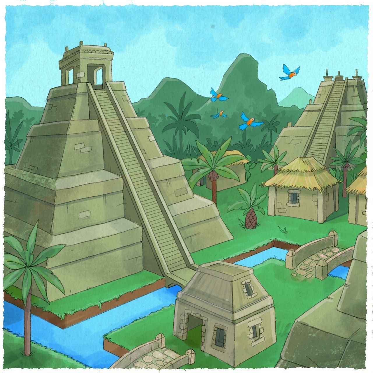 Die Azteken bauten riesige Städte mit Wehranlagen, Bewässerungs-Systemen, Palästen und Tempeln aus Stein. Dafür legten sie auch Sümpfe trocken. Die Hauptstadt Tenochtitlan soll um das Jahr 1500 gut 250.000 Bewohner beherbergt haben. Einfache Wohnhäuser bestanden aus Holz oder Lehm. Teilweise wurden Kanäle per Boot befahren, aber auch Staudämme gebaut, auf denen Straßen verliefen.