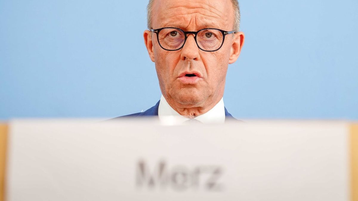 Merz-Pressekonferenz zu seinem Treffen mit Kanzler Scholz