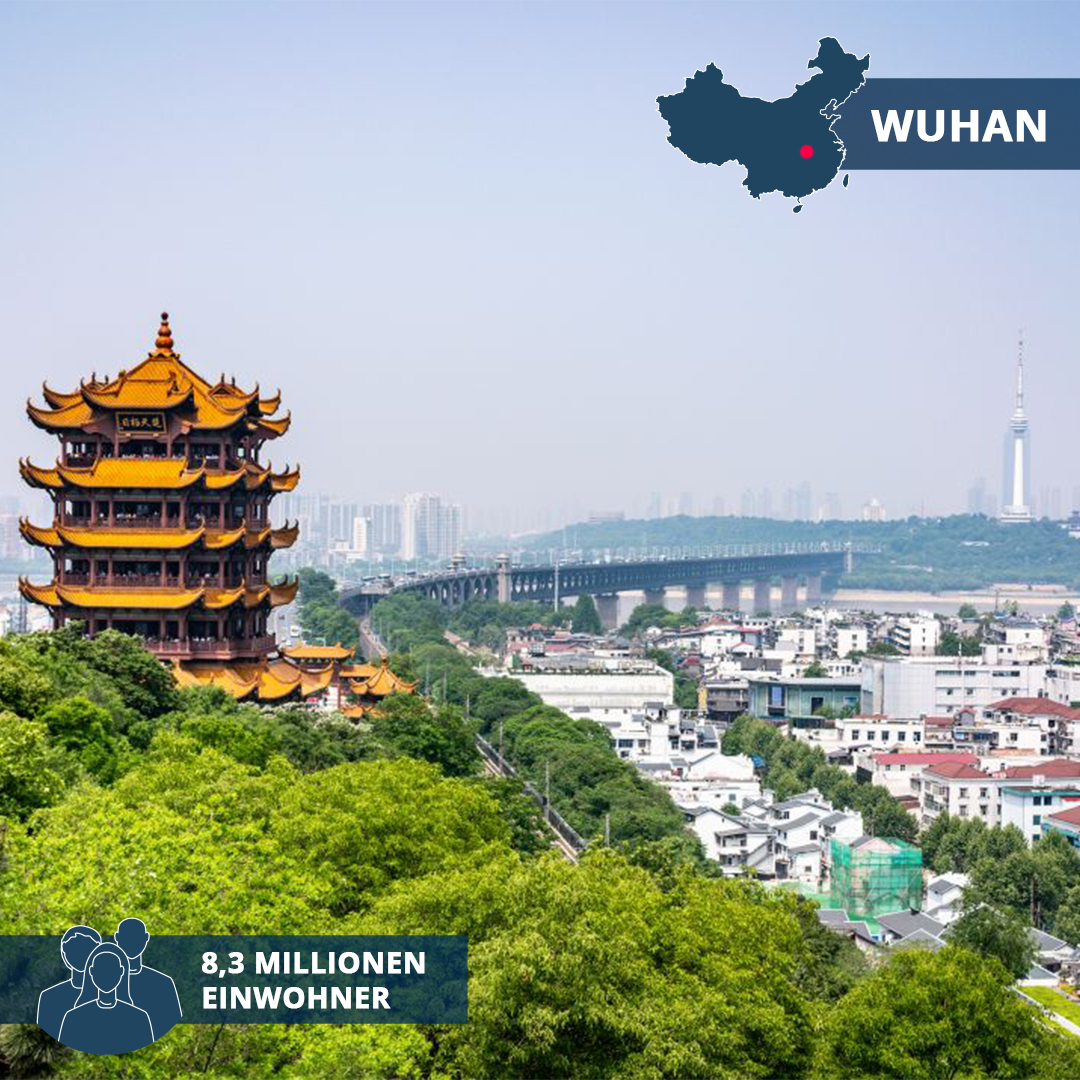 Wuhan, circa 8,59 Millionen Einwohner:innen (2022)