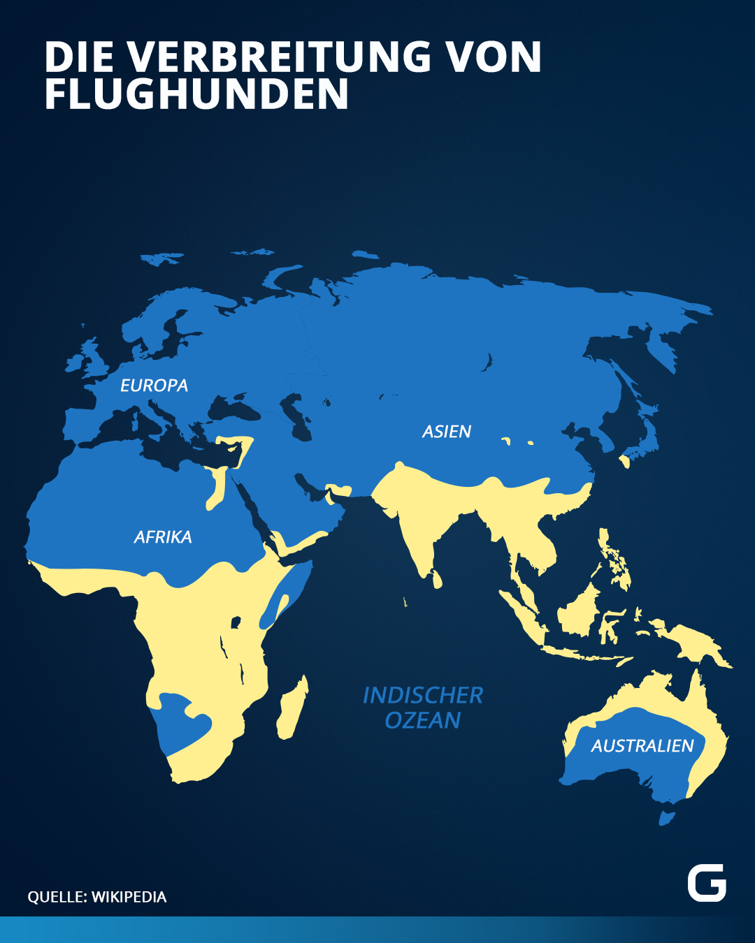 In diesen Regionen ist der Flughund zuhause.