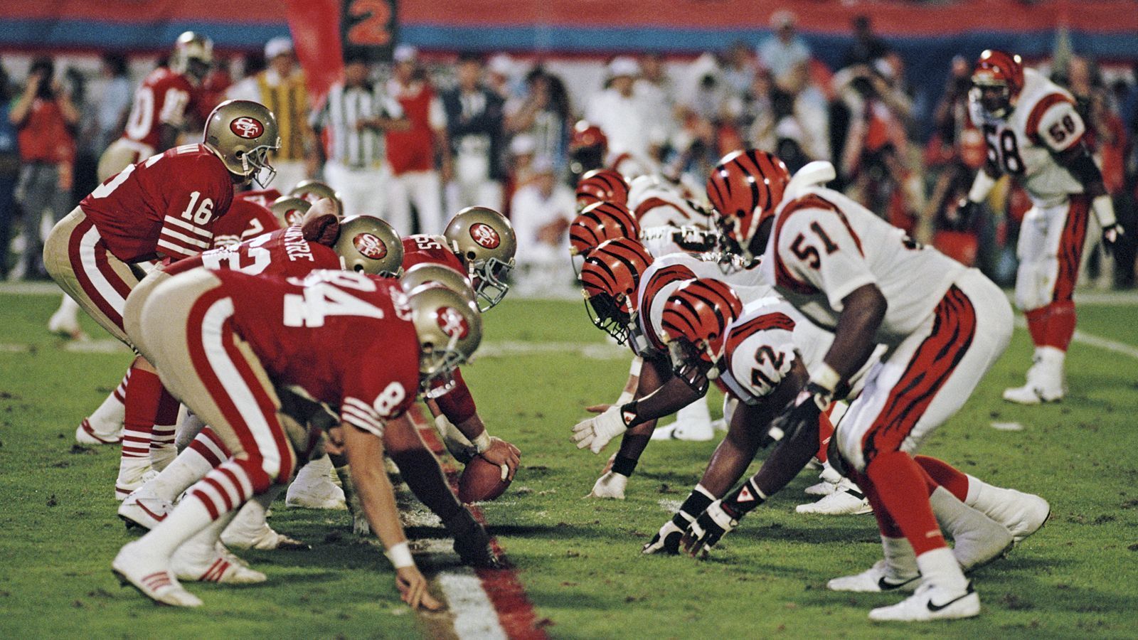 <strong>Super Bowl XXIII</strong><br>
                San Francisco 49ers&nbsp;-&nbsp;Cincinnati Bengals 20:16 (22. Januar 1989)<br>Stadion:&nbsp;Joe Robbie Stadium (Miami Gardens)
