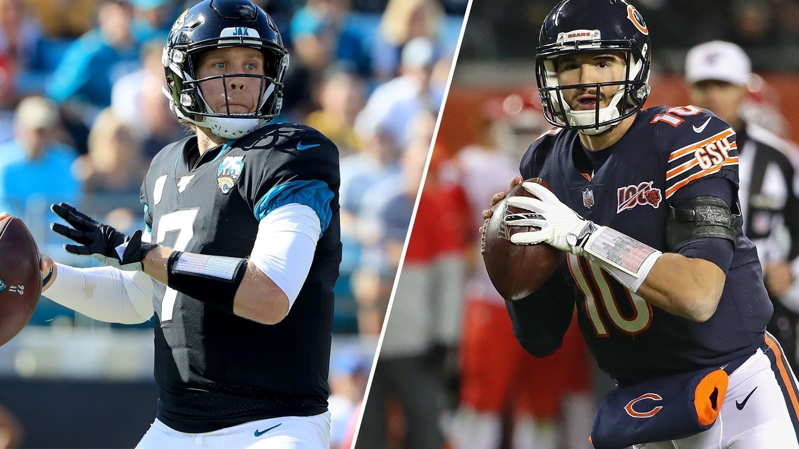 
                <strong>Nick Foles vs. Mitch Trubisky (Chicago Bears)</strong><br>
                Eines der spannendsten Quarterback-Duelle der Offseason. Nachdem die Chicago Bears Mitch Trubiskys Vertragsoption verstreichen ließen, geht der ehemalige Nummer-2-Pick in sein letztes Vertragsjahr. Nick Foles (l.) hingegen bringt einen Dreijahresvertrag aus Jacksonville mit. Die nicht gezogene Option sowie der Trade für "Holy Nick" sprechen dafür, dass der ehemalige Super-Bowl-MVP zunächst die Nase vorne haben dürfte. Überrascht Trubisky nicht positiv in der Vorbereitung, könnte seine Zeit als Starter in Chicago abgelaufen sein.
              