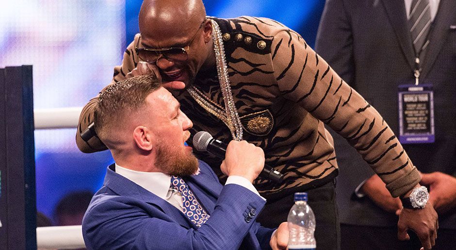 
                <strong>Conor McGregor und Floyd Mayweather</strong><br>
                Die ganze Welt wartet auf den Megafight zwischen Floyd Mayweather und Conor McGregor. Dabei drücken nicht nur normale Fans den beiden Fightern die Daumen, sondern auch zahlreiche Prominente. Wir zeigen euch die Promifans der beiden Superstars.Der Mega-Fight Floyd Mayweather vs. Conor McGregor - in der Nacht auf 27. August ab 3:00 Uhr live auf DAZN #daznfightclub
              