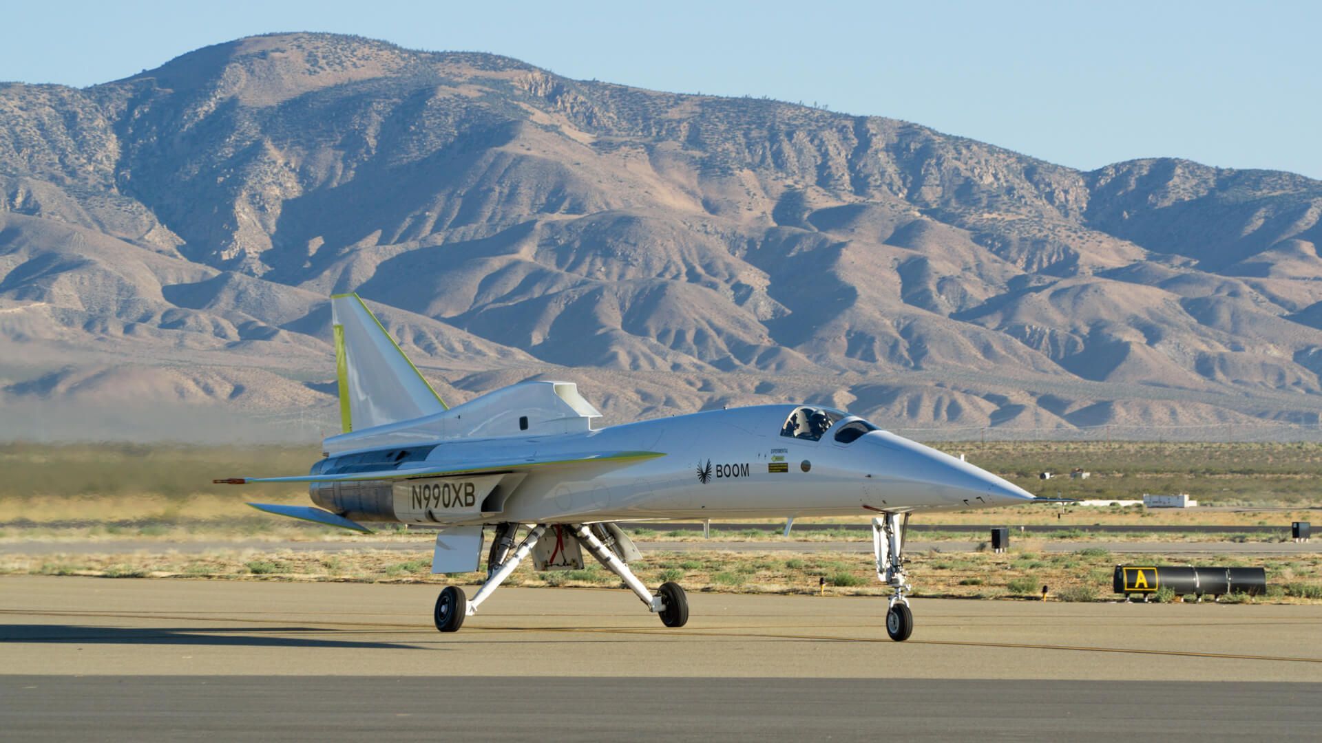Neben der NASA baut auch das private Unternehmen Boom an einem überschallschnellen Passagierflugzeug. Hier der Prototyp XB-1