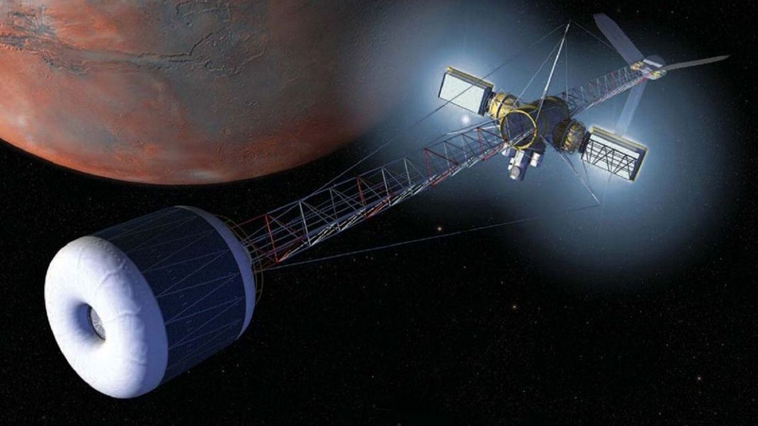 Marsraumschiffe werden deutlich größer ausfallen als bisherige Raumschiffe, die bisher oft nur als ISS-Taxi dienen. Hier ein Nasa-Entwurf von 2004.