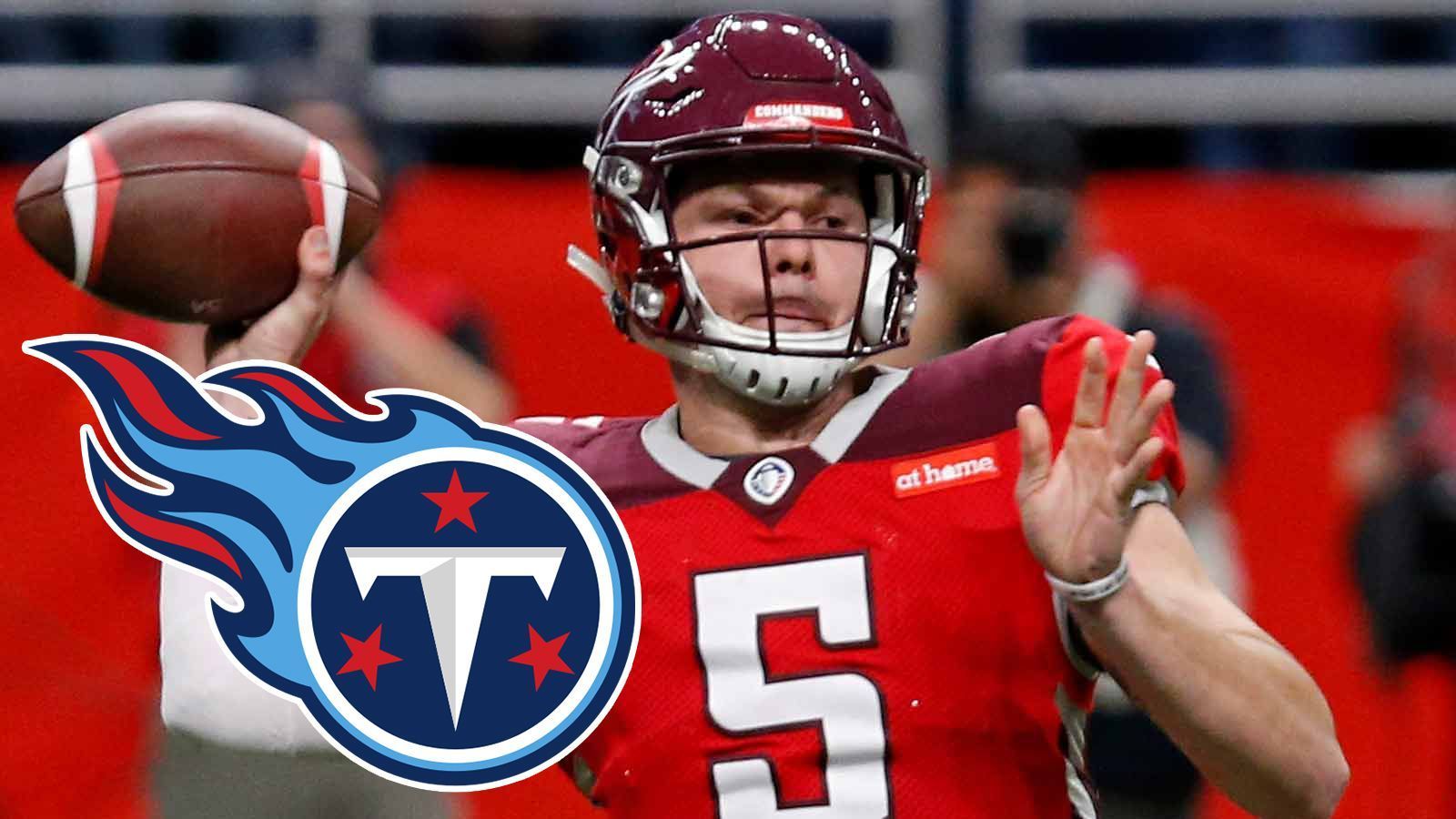 
                <strong>Tennessee Titans</strong><br>
                Bisher verpflichtete Spieler aus der AAF:Logan Woodside (im Bild, Quarterback, San Antonio Commanders), Keith Towbridge (Tight End, Atlanta Legends)
              