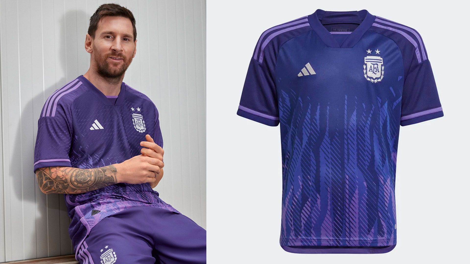 
                <strong>Argentinien (auswärts)</strong><br>
                Beim Auswärtstrikot setzt Adidas im neuesten Gewand der Argentinier auf eine ungewöhnliche Farbgebung. Messi, di Maria und Co. werden neben dem klassischen Blau und Weiß zudem in Lila auflaufen. Ein flammenförmiges Muster rundet das Design ab. 
              