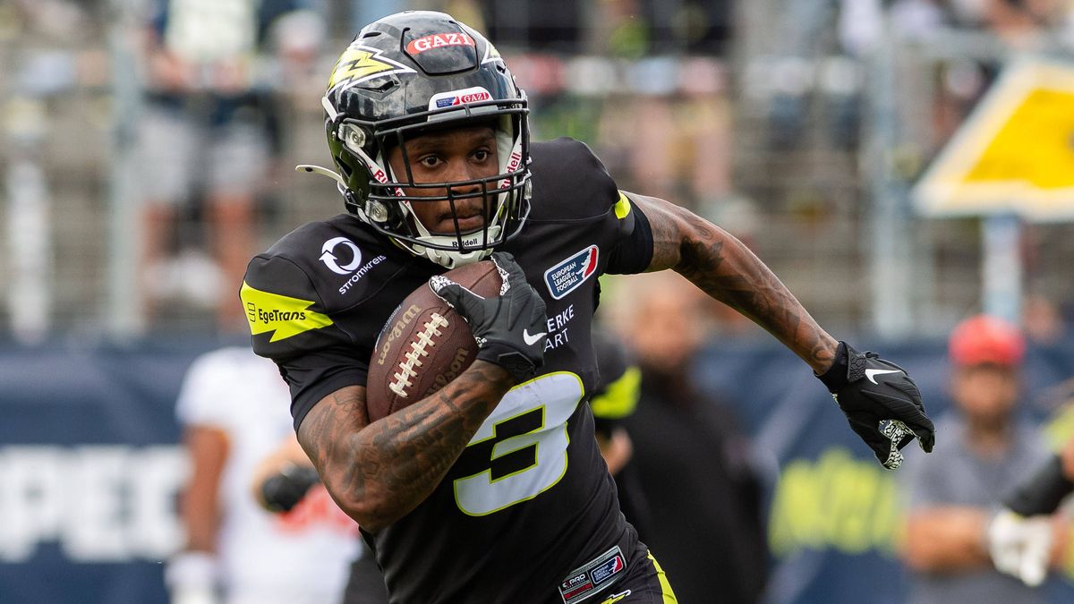 Mike Harley Jr. (Stuttgart Surge 3), Stuttgart Surge vs. Madrid Bravox, American Football, European League of Football, Playoffs, Wild Card, Saison 2025, 23.08.2025, Stuttgart Surge vs. Madrid Brav...