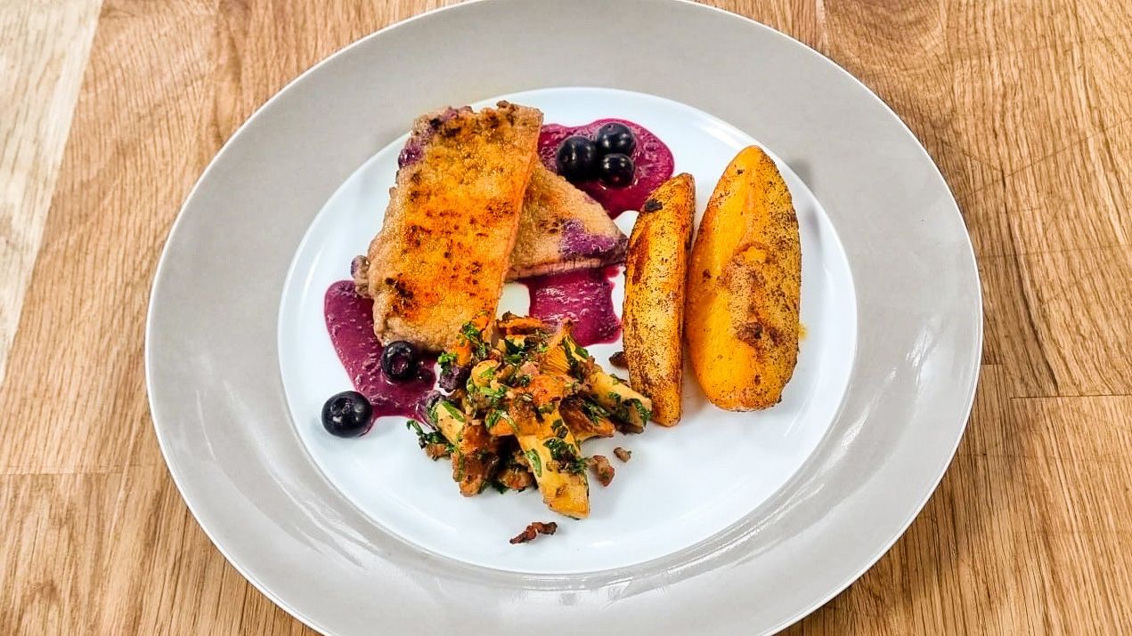 Festzeltplatte: Obatzter, Krautsalat und Fleischkäse mit Brotbrezel