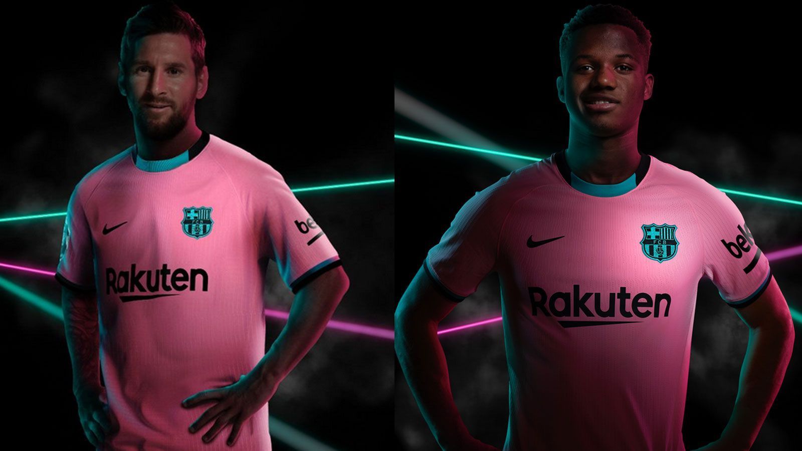 
                <strong>FC Barcelona (drittes Trikot)</strong><br>
                Auch der FC Barcelona springt auf den Trend auf und trägt in der Saison 2020/2021 in ausgewählten Spielen Pink. Unter anderem präsentieren Lionel Messi (l.) und Ansu Fati das neue dritte Trikot. Wem es gefällt. Gary Lineker, um keinen Spruch verlegener Ex-Nationalspieler Englands, reagierte bereits, indem er auf das Messi-Foto retweetete: "Jetzt wissen wir, warum er gehen wollte." Nach wochenlangen Querelen stellte der Weltfußballer aber klar, dass er seinen Vertrag erfüllen werde. Was auch bedeutet: Er wird das Trikot überziehen dürfen - auch auf dem Platz.
              