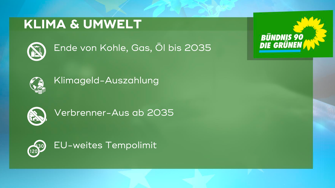 Die zentralen Forderungen der Grünen in Bayern im Bereich "Klima und Umwelt" zur Europawahl 2024.