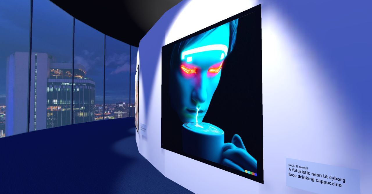 Du kannst aber auch in eine virtuelle Kunstausstellung gehen. Hier findest du Kunstwerke, die von einer künstlichen Intelligenz geschaffen wurden. 