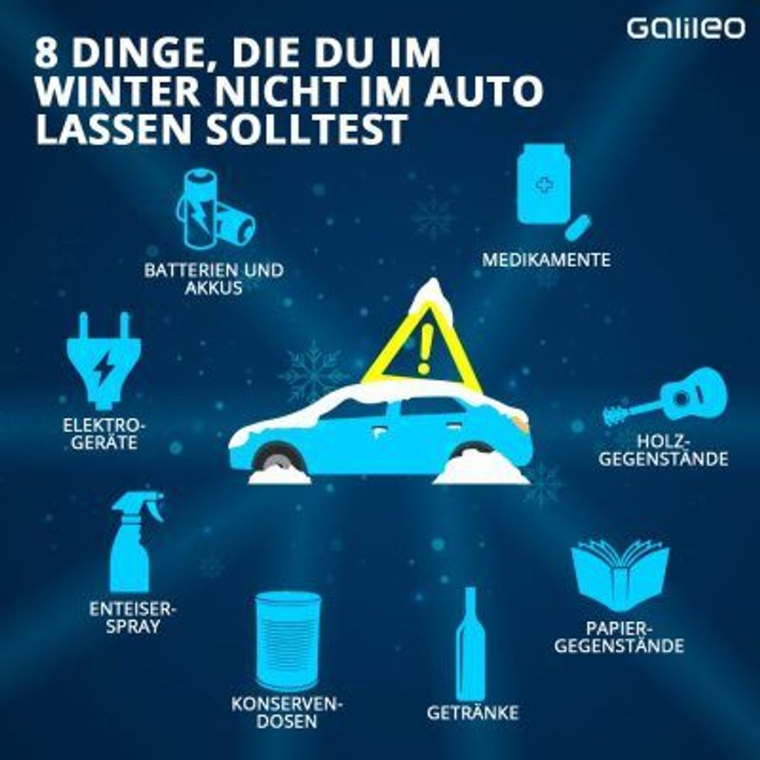 Diese Gegenstände solltest du im Winter nicht im Auto liegen lassen. Sie könnten in der Kälte großen Schaden nehmen.