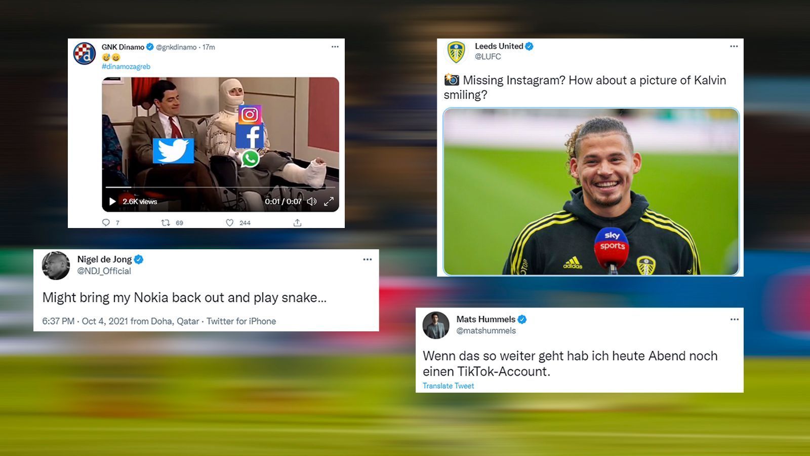 
                <strong>Instagram, Facebook, Whatsapp down - so reagiert die Sportwelt</strong><br>
                Der stundenlange Ausfall der Social-Media-Plattformen Instagram und Facebook sorgte in der Sportwelt für diverse, kuriose Reaktionen. ran zeigt sie. 
              