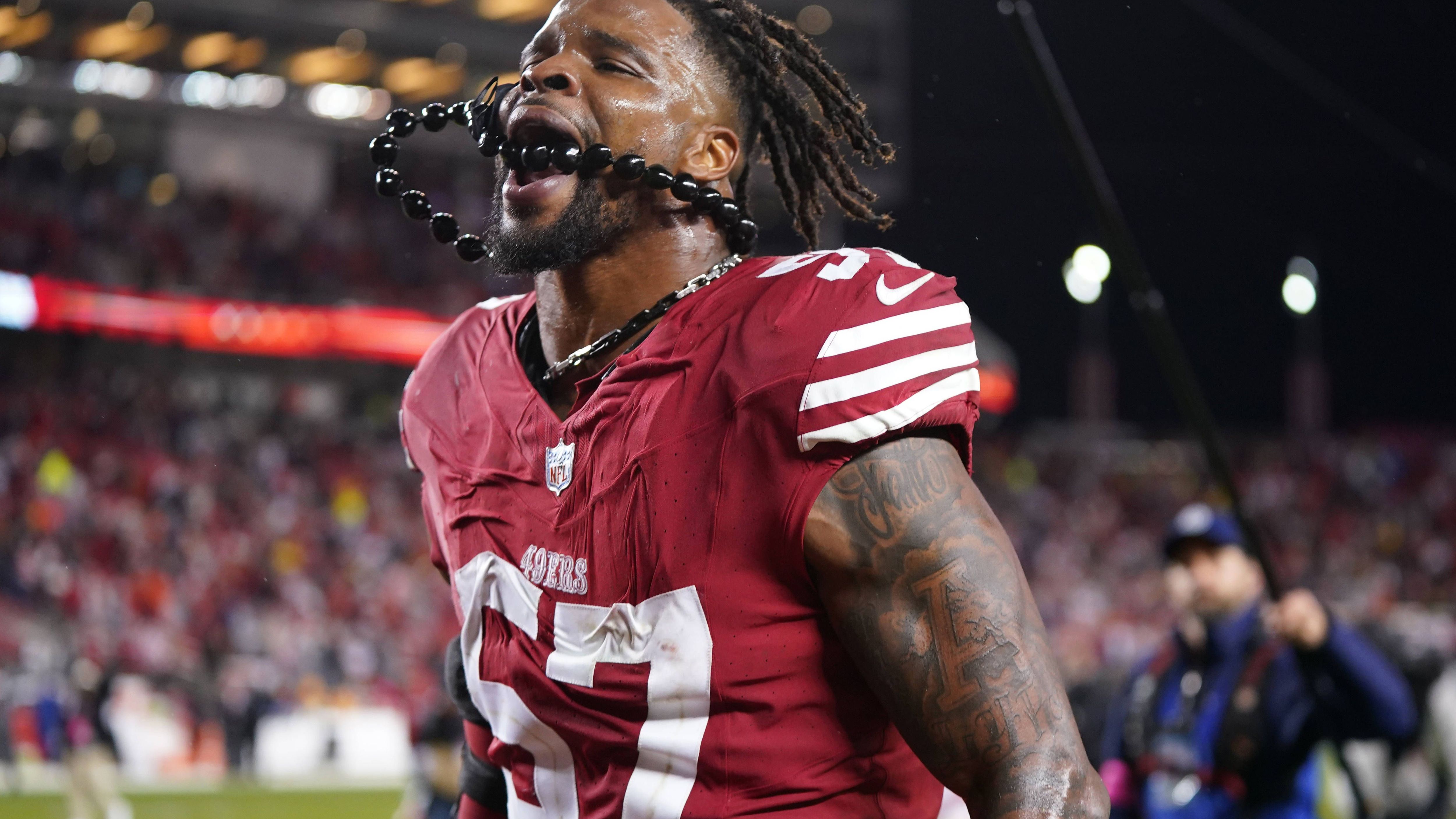 <strong>San Francisco 49ers: Dre Greenlaw</strong><br>Warners Linebacker- und Rastakollege&nbsp; legte bislang eine ähnlich beeindruckende Entwicklung hin wie Samuel in der Offensive. Seine Statistiken waren von Anfang an gut und wurden mit der Zeit noch besser. Auch in den diesjährigen Playoffs ist gegen Greenlaw kaum ein Durchkommen. Man frage nach bei den Packers und den Lions.