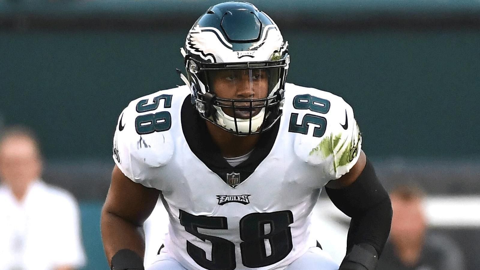 
                <strong>Linebacker / Eagles</strong><br>
                Die Eagles müssen im Eröffnungsspiel auf den gesperrten Nigel Bradham verzichten, der praktisch das Herz dieser Defense ist. Dafür ist Jordan Hicks (Foto) nach einer langwierigen Verletzung wieder zurück.Fazit: Aufgrund der Sperre von Bradham bewegen sich beide Linebacker-Staffs auf einem ähnlichen Niveau. Also bleibt es beim 3:2 für die Falcons.  
              