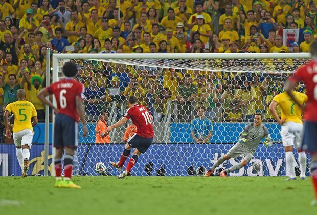 
                <strong>Brasilien vs. Kolumbien (2:1) - Hoffnung für Kolumbien</strong><br>
                In der 80. Minute tritt der Shootingstar James Rodriguez zum Elfmeter an und verwandelt ihn eiskalt. Neue Hoffnung für Kolumbien!
              
