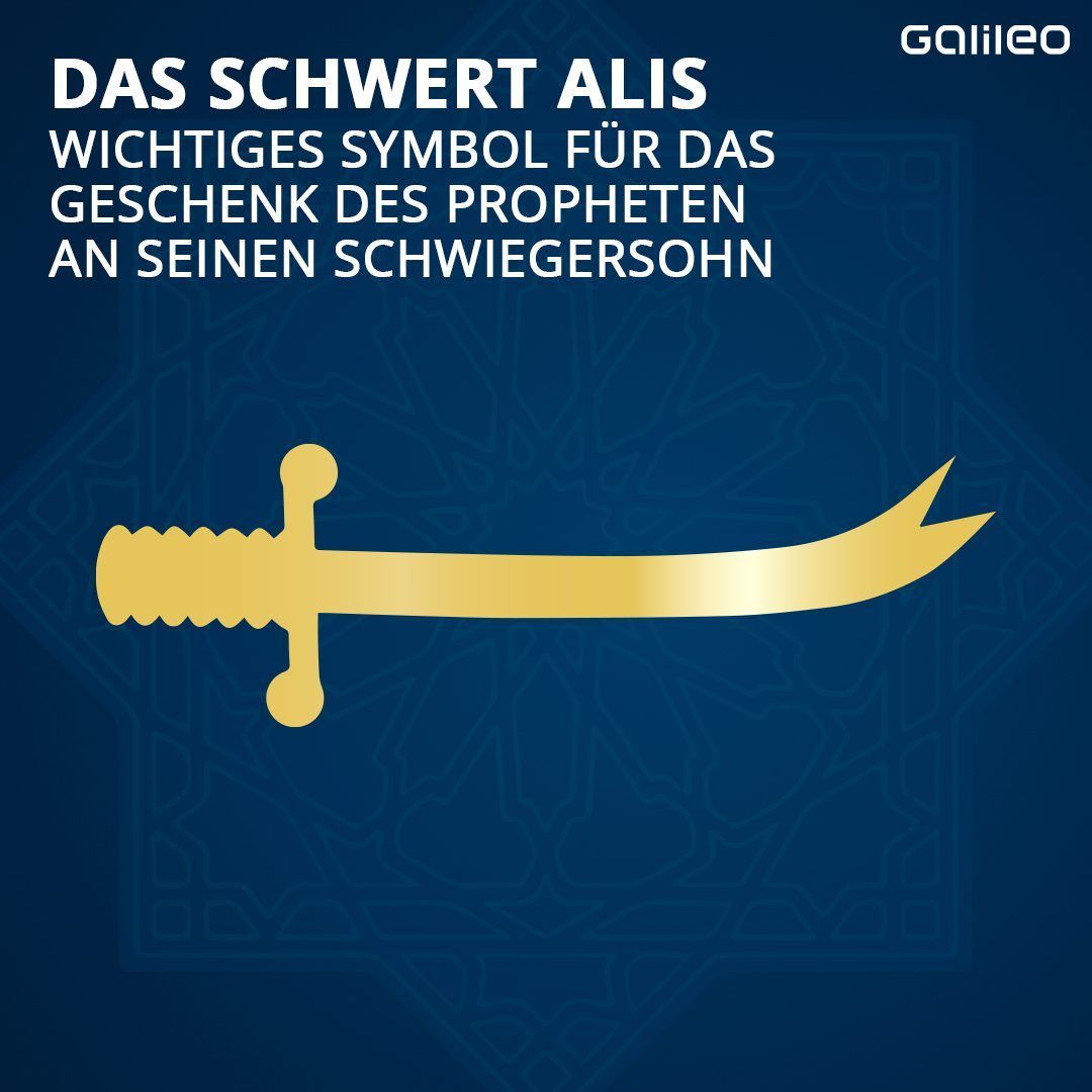 Für die Schiiten ist das Schwert Alis ein wichtiges Symbol. Mohammed soll seinem Schwiegersohn Ali ein Schwert mit doppelter Spitze geschenkt haben.