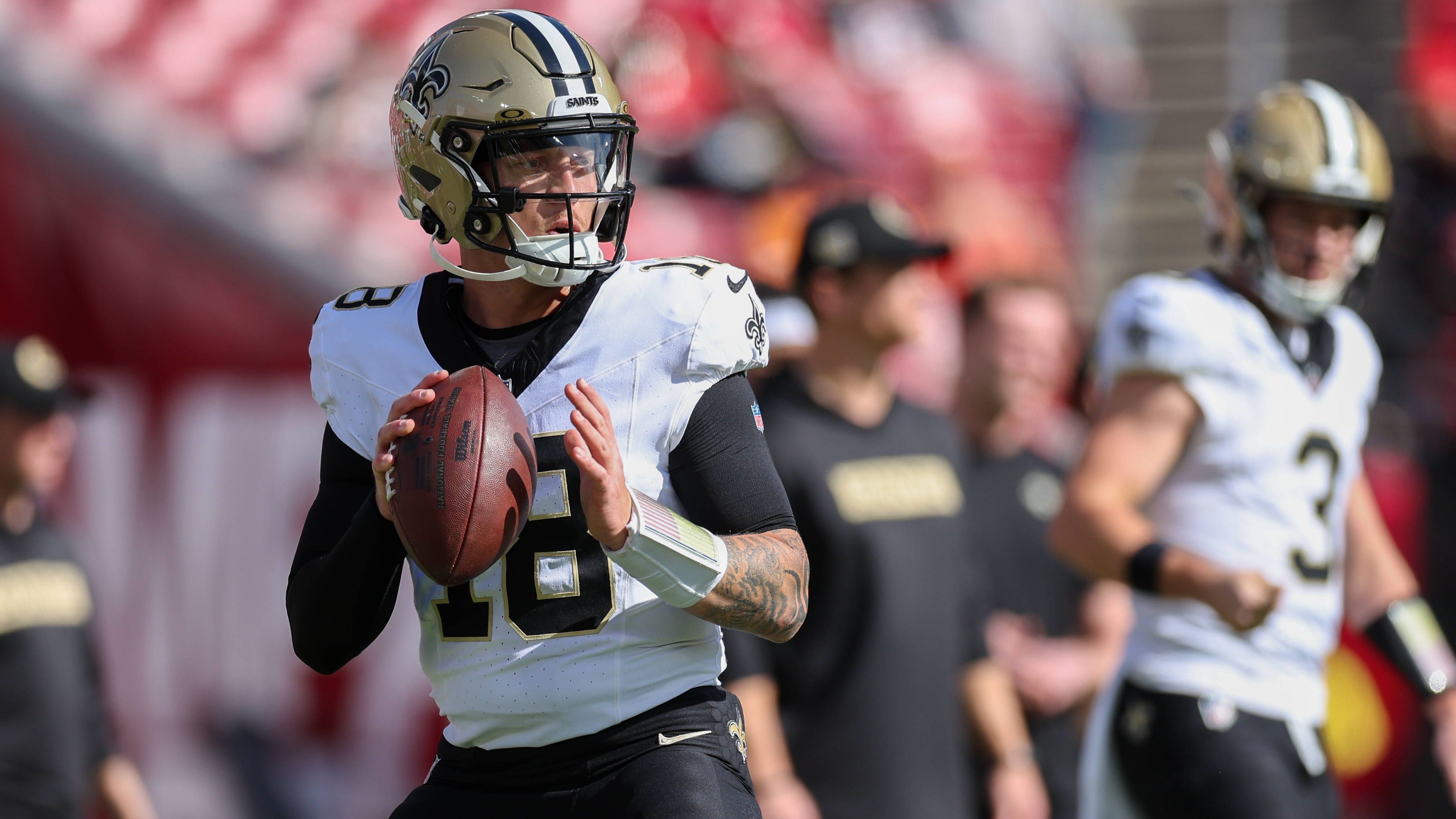 <strong>NFC South: New Orleans Saints</strong><br>Woche 1: vs. Cardinals<br>Woche 2: vs. 49ers<br>Woche 3: at Seahawks<br>Woche 4: at Bills<br>Woche 5: vs. Giants<br>Woche 6: vs. Patriots<br>Woche 7: at Bears<br>Woche 8: vs. Buccaneers<br>Woche 9: at Rams<br>Woche 10: at Panthers<br>Woche 11: Bye<br>Woche 12: vs. Falcons<br>Woche 13: at Dolphins<br>Woche 14: at Buccaneers<br>Woche 15: vs. Panthers<br>Woche 16: vs. Jets<br>Woche 17: at Titans<br>Woche 18: at Falcons