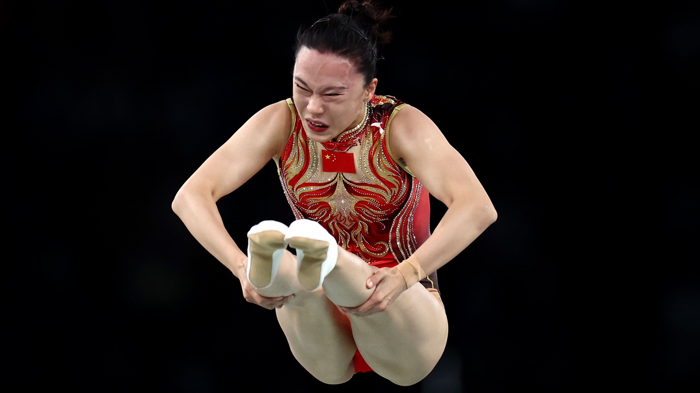 <strong>Olympia 2024: Die besten Bilder von Tag sieben</strong><br>Es sieht zwar unnachahmlich elegant und leichtfüßig aus, beim Trampolinspringen wirken aber enorme Kräfte auf die Körper der Athleten, wie hier in der Qualifikation der Damen.