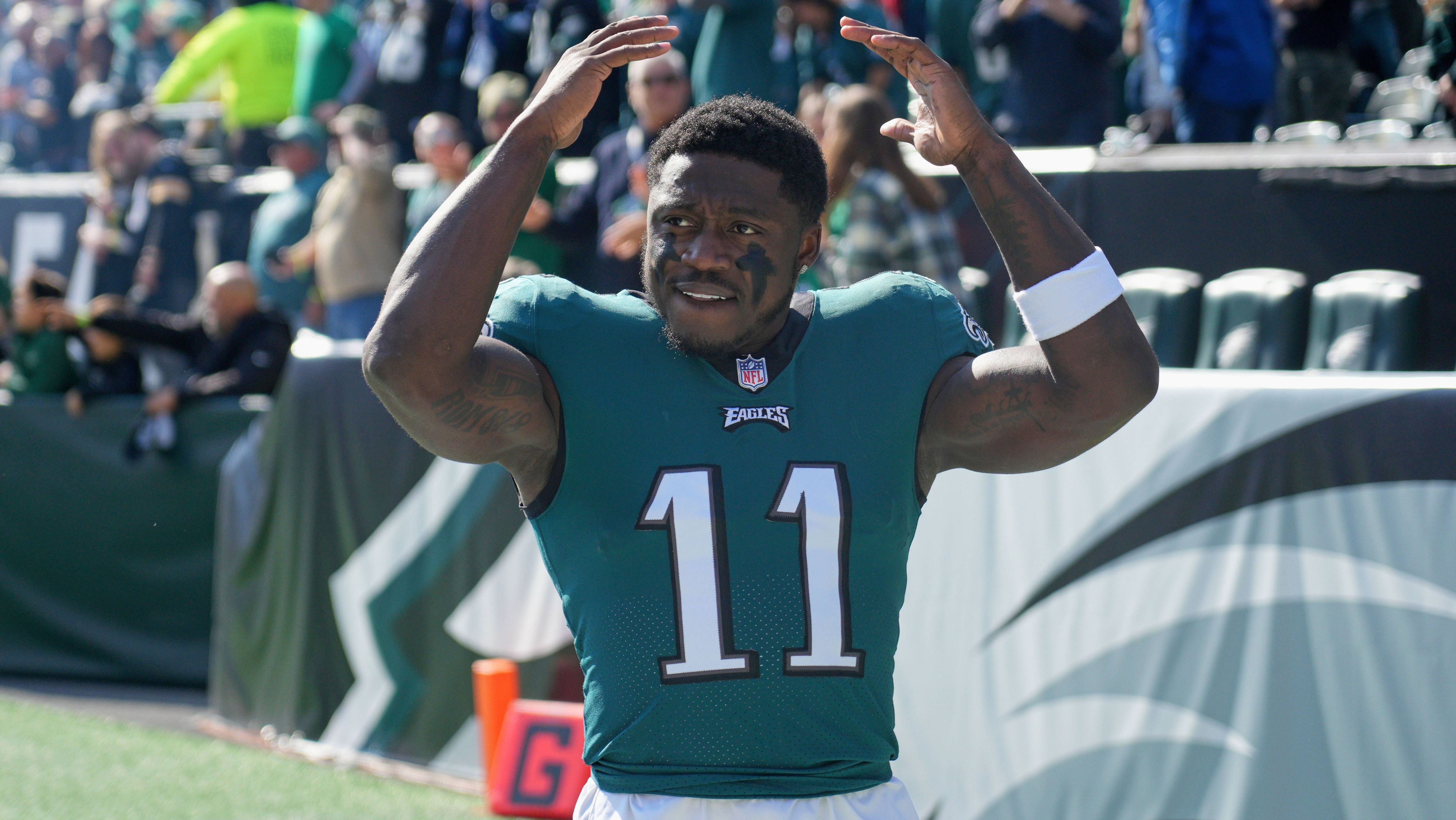 <strong>Receiving Yards pro Reception (Durchschnitt)</strong><br>1. Marquez Valdes-Scantling: 17,4 Receiving Yards pro Reception<br>2. A.J. Brown (im Bild): 15,8 Receiving Yards pro Reception<br>3. Mike Williams: 15,5 Receiving Yards pro Reception