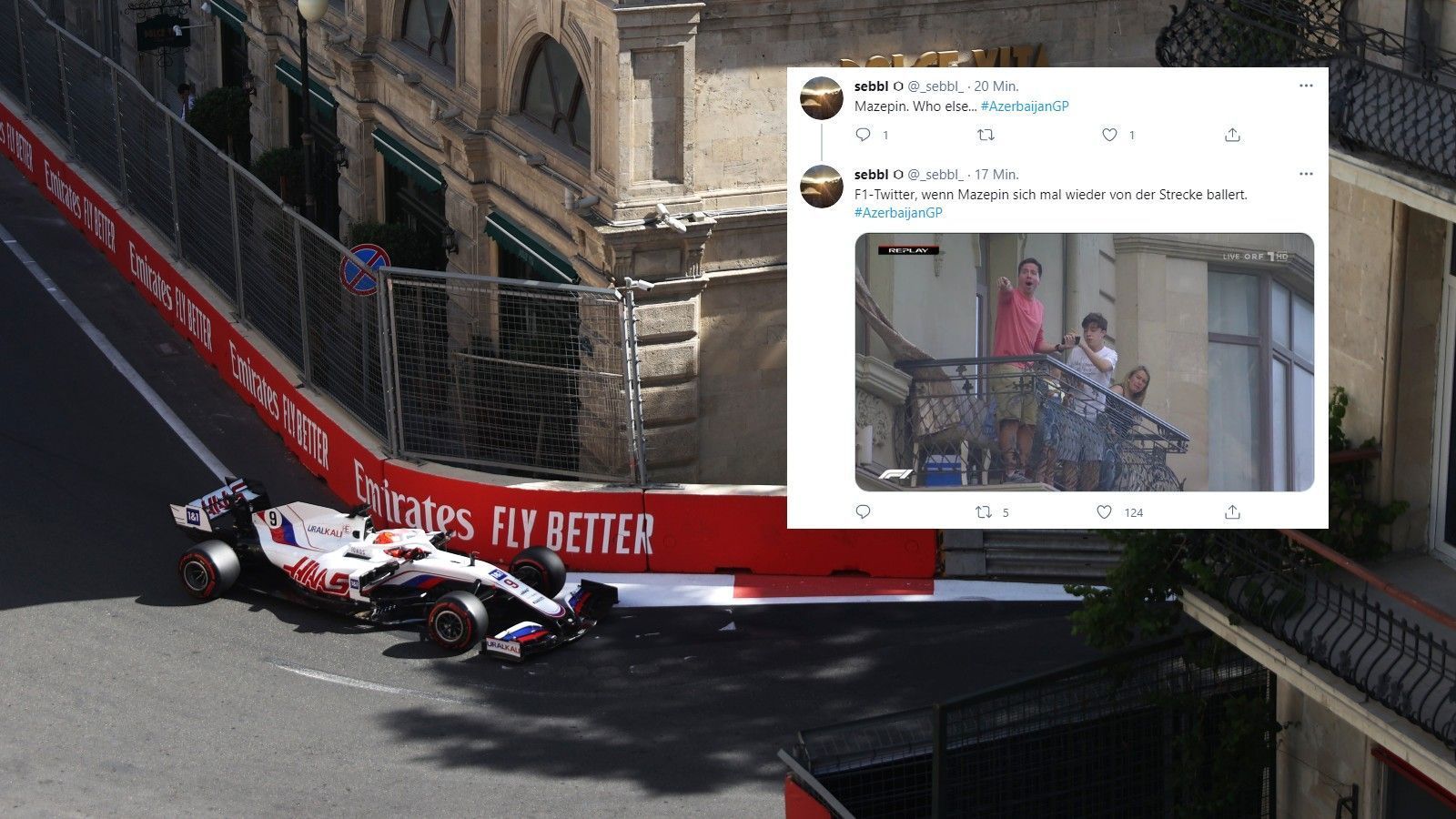 
                <strong>Mazepin sorgt für Gelächter</strong><br>
                Haas-Pilot Nikita Mazepin sorgt unterdessen mal wieder für Gelächter. Er dreht sich mit seinem Auto und bleibt ohne Chance gegen Teamkollege Mick Schumacher.
              