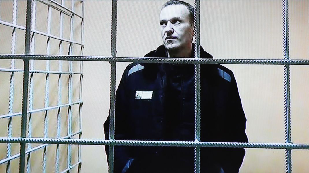 Alexej Nawalny, Oppositionspolitiker aus Russland, ist während einer Gerichtsverhandlung per Video aus einem Gefängnis zugeschaltet. 