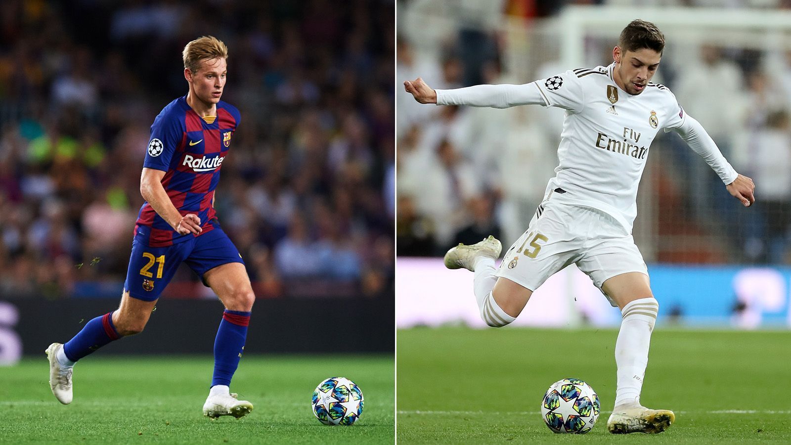 
                <strong>Frenkie de Jong vs. Federico Valverde</strong><br>
                Neuzugang De Jong hat sich bei Barca auf Anhieb seinen Stammplatz erkämpft, stand in 16 von 17 Ligaspielen auf dem Feld und konnte sich schon in die Torjägerliste eintragen. Man kann ohne Übertreibung sagen, der 22-jährige Niederländer ist bei den Katalanen angekommen. Ein bisschen weniger Spielzeit, dafür etwas torgefährlicher ist Federico Valverde. Im Clasico zwei ebenbürtige Kontrahenten, daher faire Punkteteilung. Stand: 2,5 zu 3,5.
              