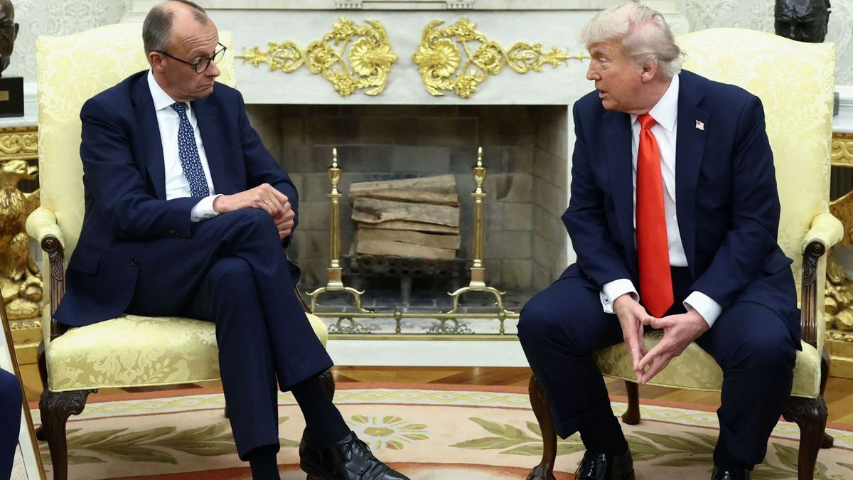 US-Präsident Donald Trump und Bundeskanzler Friedrich Merz bei ihrem Treffen im Weißen Haus in Washington am Donnerstag (5. Juni 2025).