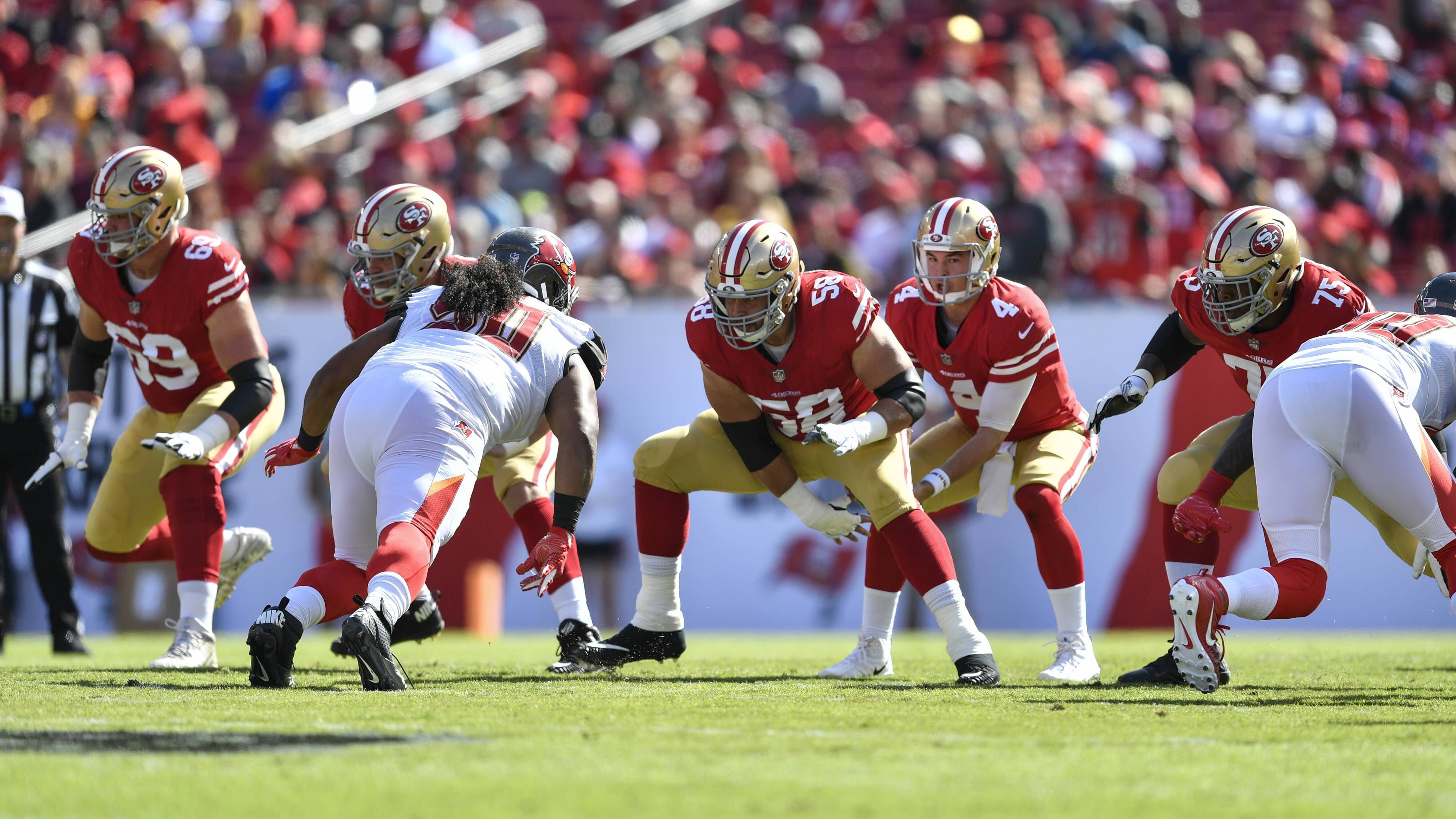 <strong>Offensive Line: San Francisco 49ers</strong><br>Sacks zugelassen: 28