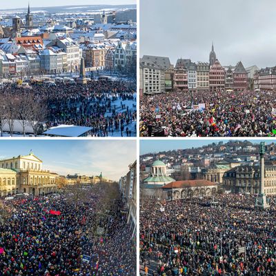 20.01.2024: Tausende Menschen haben in mehreren deutschen Städten gegen die AFD und Rechtsextremismus demonstriert, unter anderem Erfurt, Frankfurt am Main, Hannover und Stuttgart.