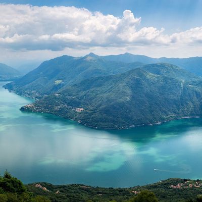 Beautiful panoramic view on lake Lago Maggiore from Monte Giove