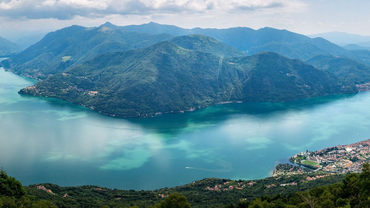 Beautiful panoramic view on lake Lago Maggiore from Monte Giove