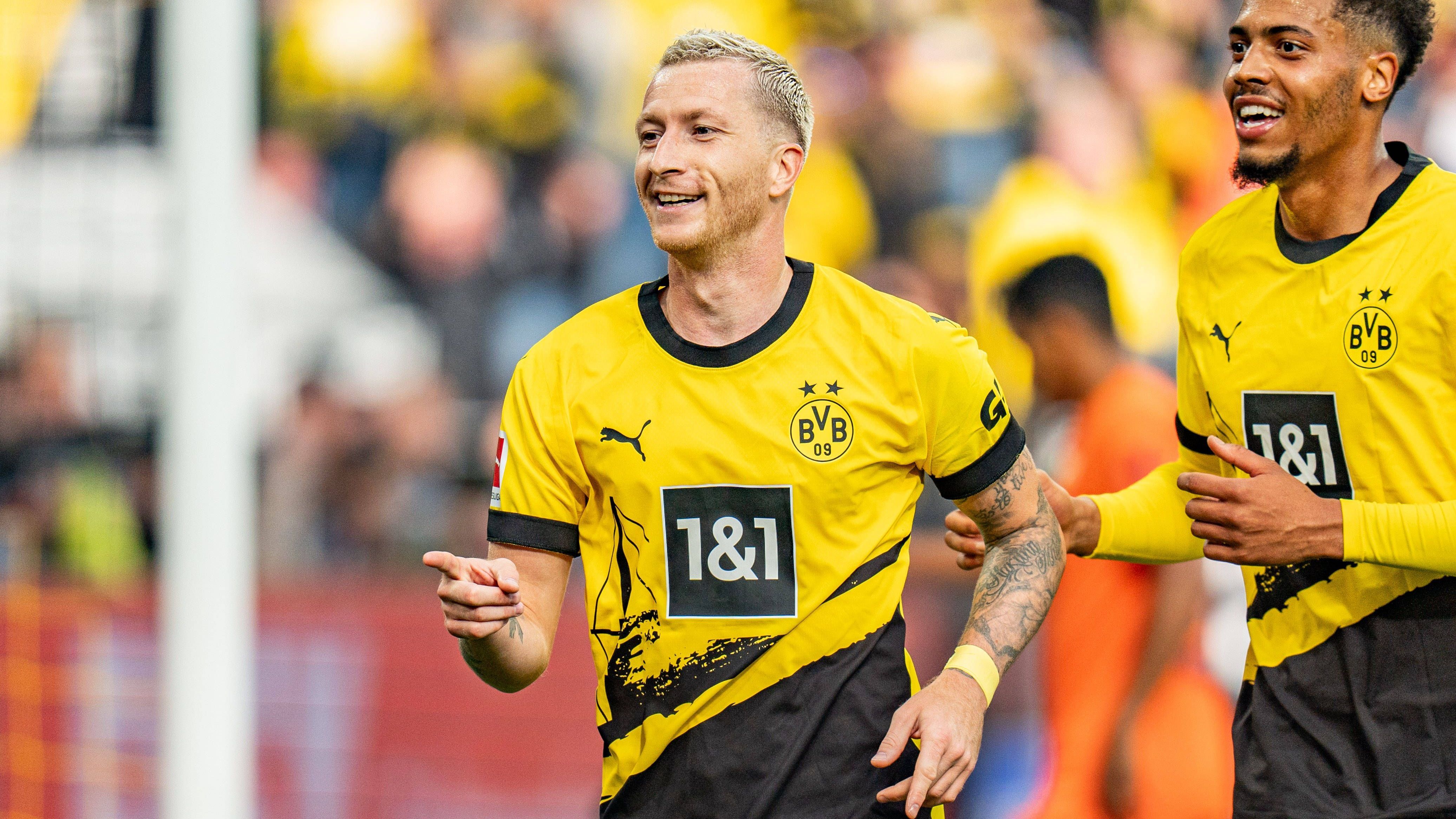 <strong>Marco Reus</strong><br>Im Rahmen von Edin Terzic‘ Rotationsmaßnahmen erhält auch Ex-Kapitän Reus gegen Wolfsburg einen Platz in Dortmunds Startelf. Der Routinier hat schon in der fünften Minute durch einen Freistoß, den Casteels gut pariert, die erste Chance der Gastgeber. Danach taucht Reus längere Zeit ab, um gut 20 Minuten vor dem Ende doch den Siegtreffer für sein Team zu erzielen. <strong>ran-Note: 2</strong>