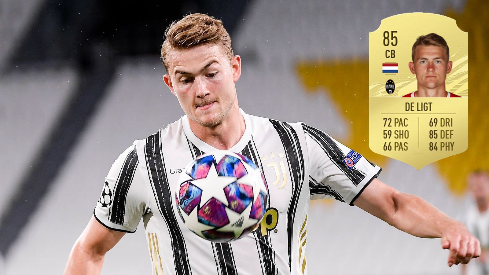 
                <strong>Matthijs de Ligt (Juventus Turin)</strong><br>
                aktuelle Stärke FIFA 21: 85potentielle Stärke FIFA 21: 92
              