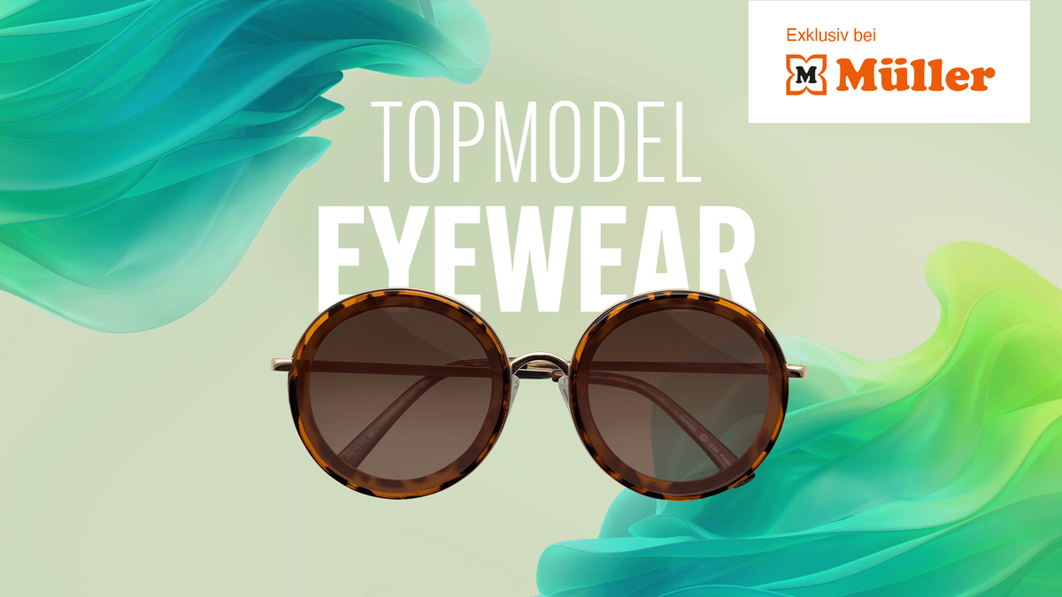 GNTM 2024 - Ad-Banner: Müller - Topmodel-Eyewear 