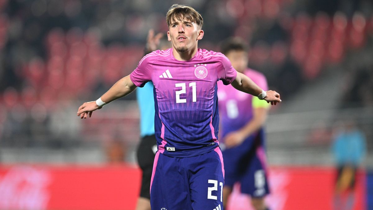European Under-21 Championship 2027 qualifying round, Georgia 0-2 Germany, Lennart Karl ( 21 of Germany Under-21) , November 18, 2025, Mikheil Meskhi stadium, Tbilisi, Georgia Copyright: xx Europea...