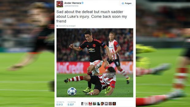 
                <strong>Ander Herrera</strong><br>
                Ander Herrera: Manchester Uniteds Spanier ärgert sich über die Pleite in den Niederlanden, aber noch viel mehr über die Schwere der Verletzung seines Kollegen.
              