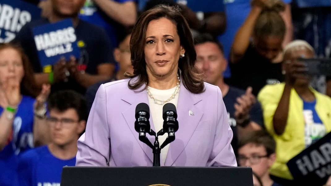 Kamala Harris auf einer Wahlkampfveranstaltung der Demokraten.