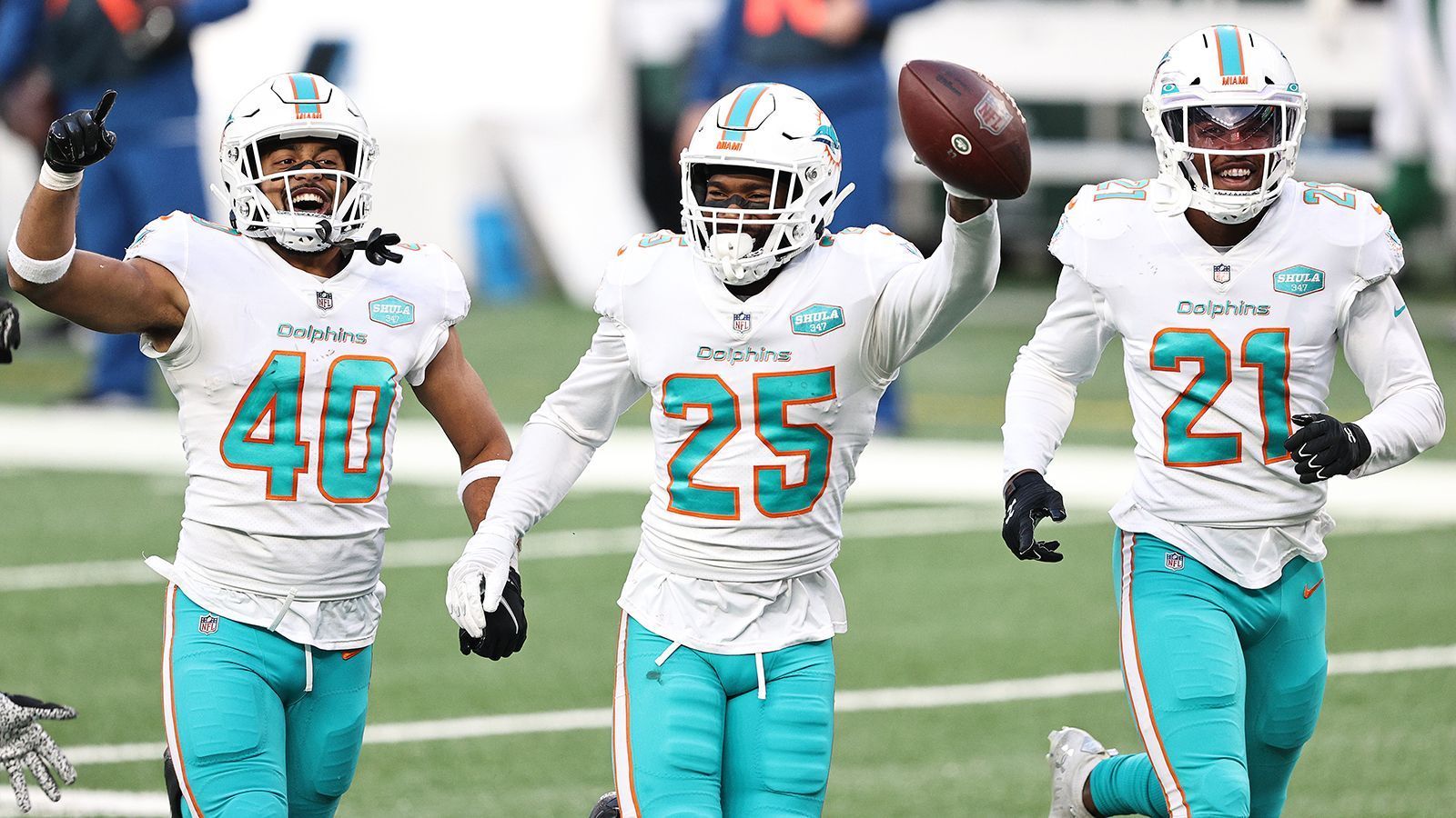 
                <strong>Die meisten Interceptions</strong><br>
                Xavien Howard (Cornerback der Miami Dolphins) mit 10 - Die komplette Statistik im Datencenter >>
              