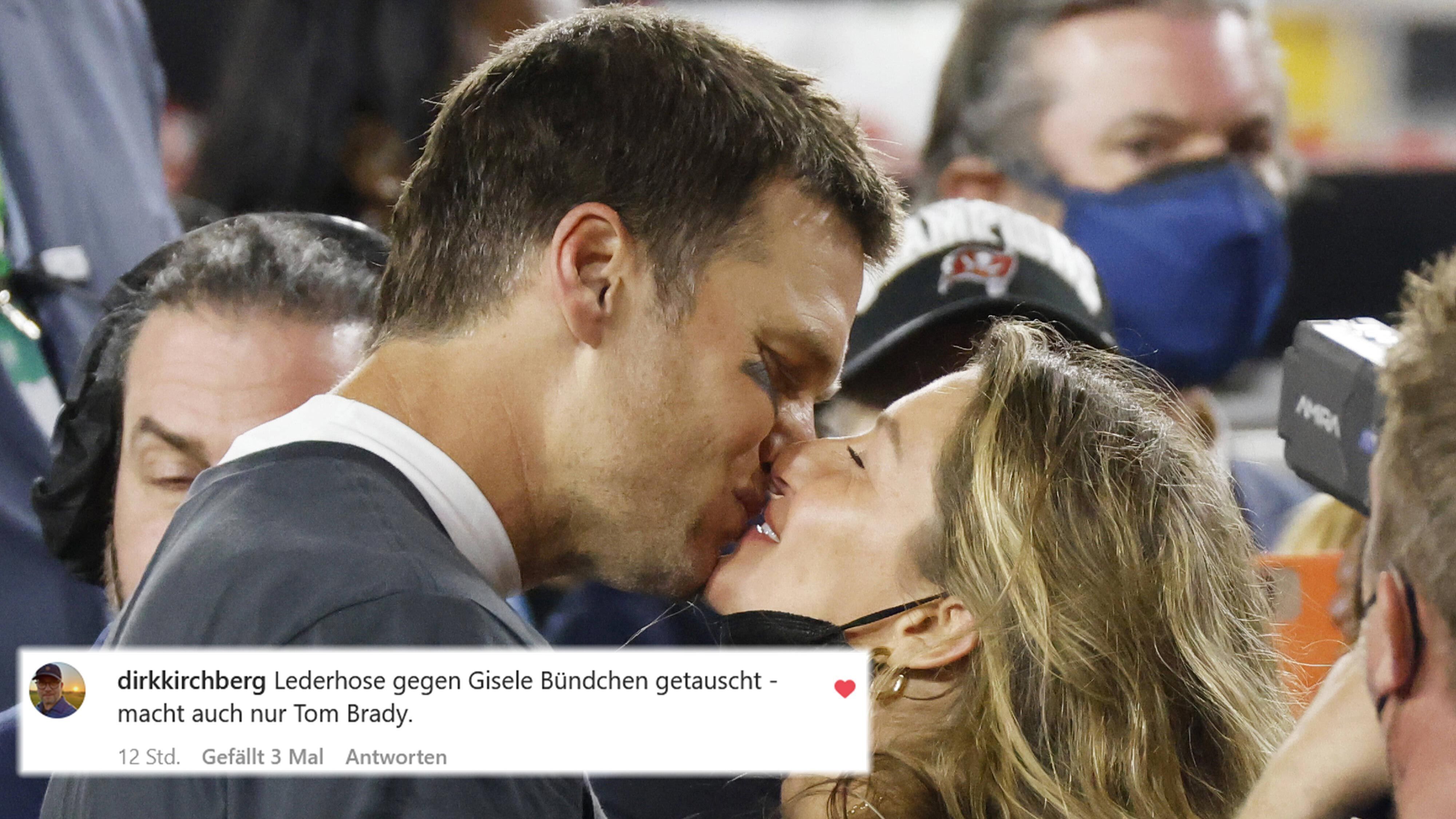 
                <strong>Lederhose im Tausch gegen Gisele?</strong><br>
                Mittlerweile ist bekannt, dass Brady sich von seiner ehemaligen Frau Gisele Bündchen scheiden lassen hat. Dirk Kirchberg hatte dazu einen trockenen Kommentar parat: "Lederhose gegen Gisele Bündchen getauscht - macht auch nur Tom Brady."
              