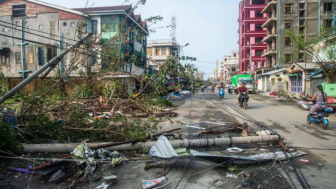 Der Zyklon "Mocha" hat auch die Stadt Sittwe in Myanmar zerstört.