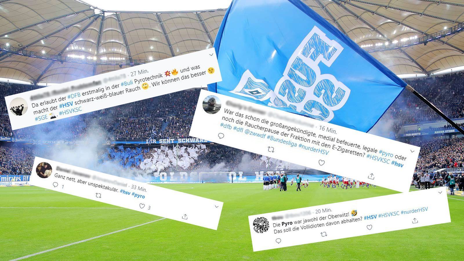 
                <strong>pyro twitter</strong><br>
                Auf Twitter lästerten viele Fans über die Pyro-Show light. Der Tenor: "Ganz nett, aber unspektakulär." Allerdings war die Pyro-Premiere erst einmal ein Test. Der HSV will auch künftig mit den Fans zusammenarbeiten, damit irgendwann alle Seiten zufrieden sind.
              