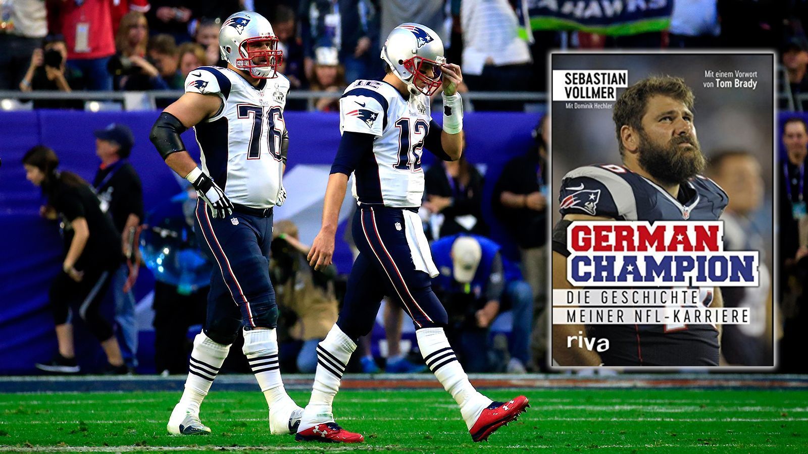 
                <strong>Buch: German Champion: Die Geschichte meiner NFL-Karriere</strong><br>
                Autoren: Sebastian Vollmer und Dominik HechlerInhalt: Detaillierter und tiefer Einblick in den Karriere-Weg von Sebastian Vollmer bei den New England Patriots, aber auch bereits davor.
              