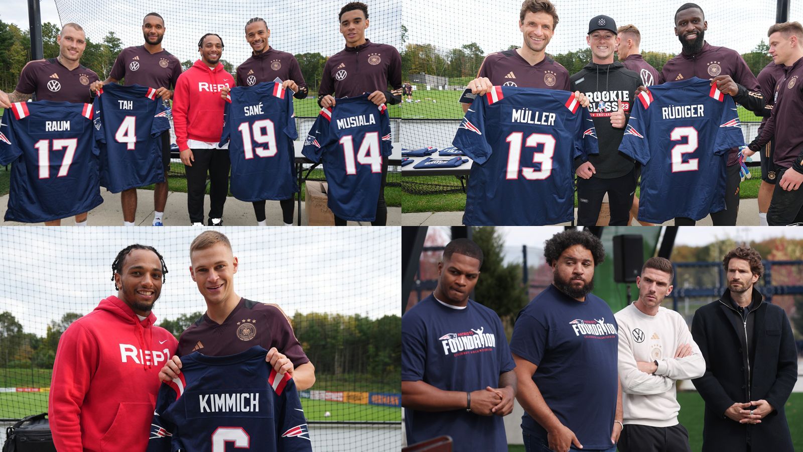 <strong>DFB-Team in Boston empfangen</strong><br>Überall strahlende Gesichter bei den DFB-Jungs. Bei den Patriots selbst läuft es in der NFL aktuell nicht so gut. Nach einem Fehlstart steht das Team nur bei 1-4. Coach Bill Belichick ist bekannt dafür bei Spielern in die Trickkiste zu greifen. Eventuell wird ja ein DFB-Star abgeworben ...